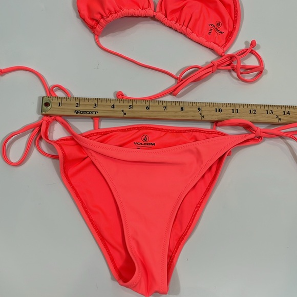 Volcom Bikini Size Large Bright Neon Coral Color EUC - Picture 7 of 10